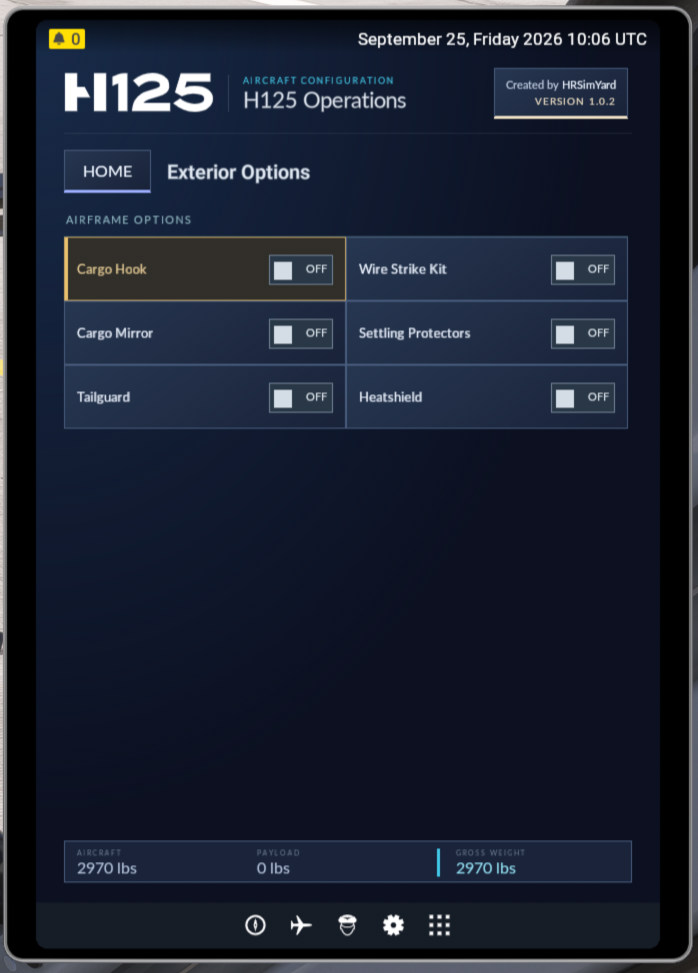 EFB searchlight controls